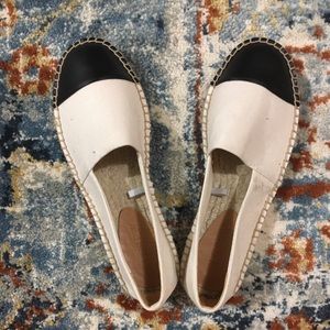 J Crew white and black espadrilles flat